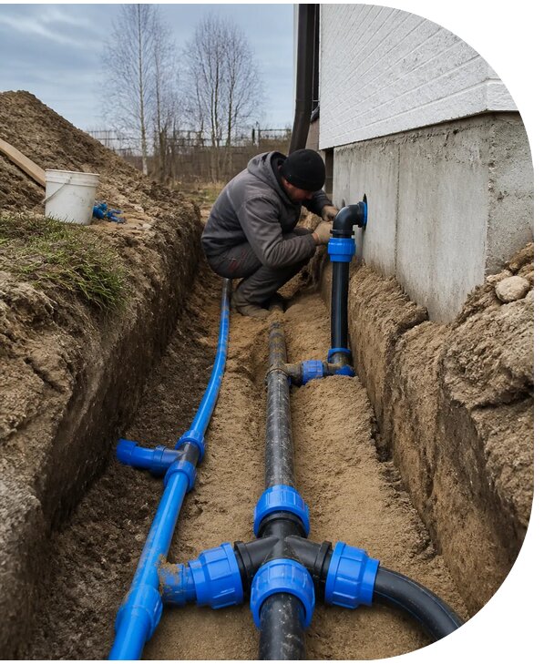 Монтаж наружного водопровода на участке под ключ в Белебее